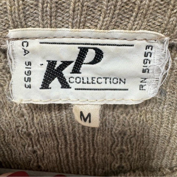 Vintage KP Collection size‎ Medium Fair Isle Reindeer Sweater Tan 70s 80s Winter - Picture 5 of 10